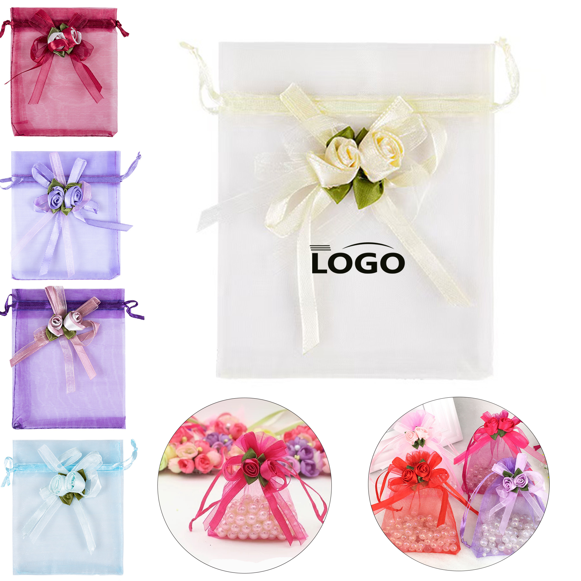 Colorful Sheer Favor Mesh Bags Drawstring 2
