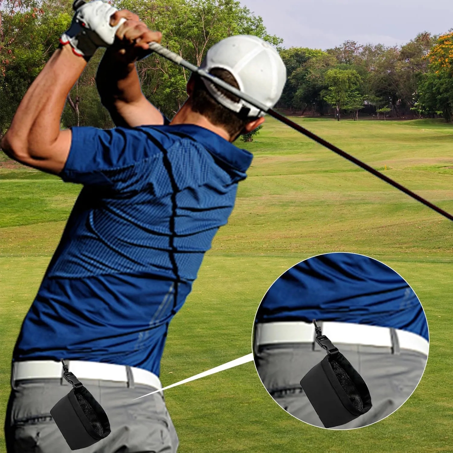 Custom Logo Golf Ball Cleaner Bag Water-Resistant Detachable for Golf Clubs Accessories 5