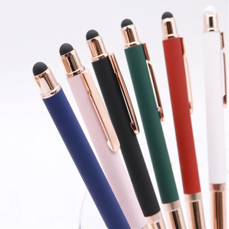Promotional Softy Rose Gold Pen with Stylus 6