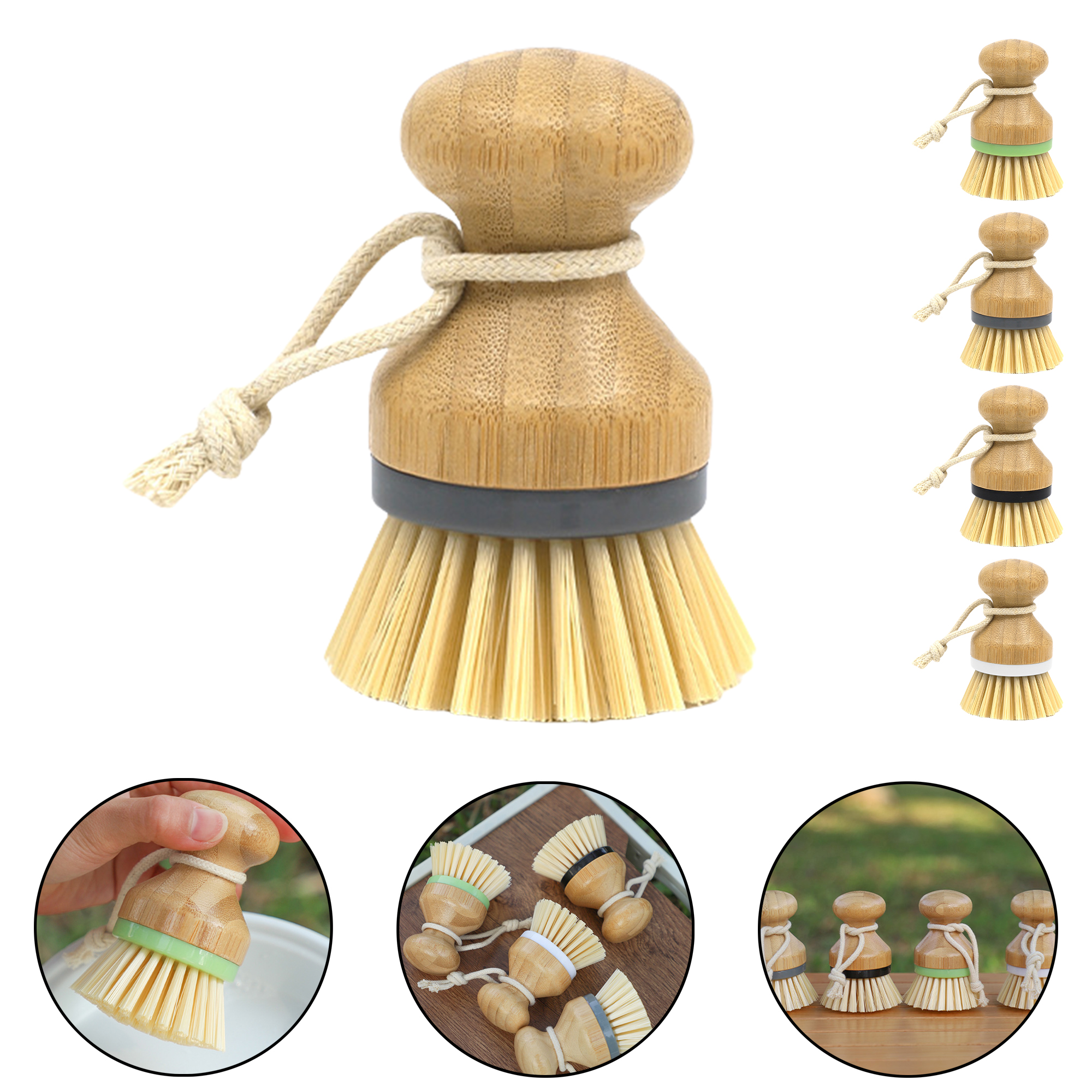 Bamboo Wooden Dish Brush with Stamp Head for Outdoor Kitchen Cleaning 6