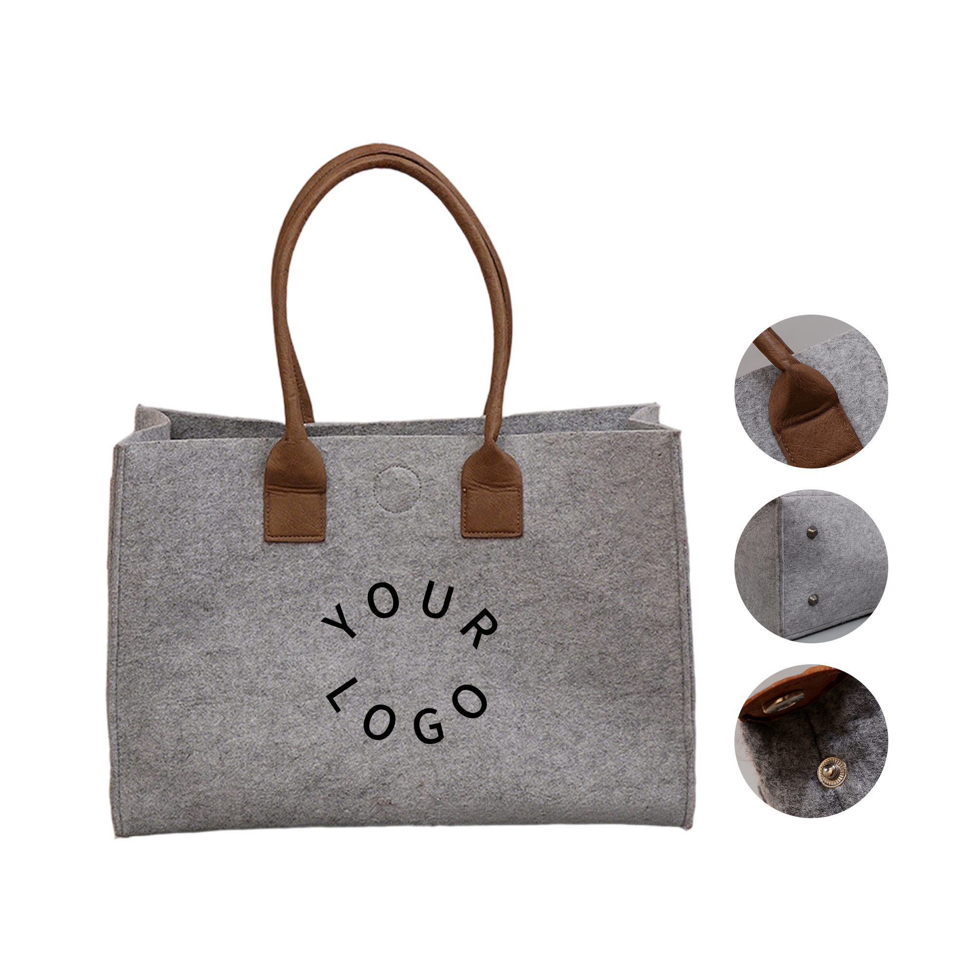 Felt Fabric Reusable Tote Bag With Upright Design, custom tote bag with logo imprint 2
