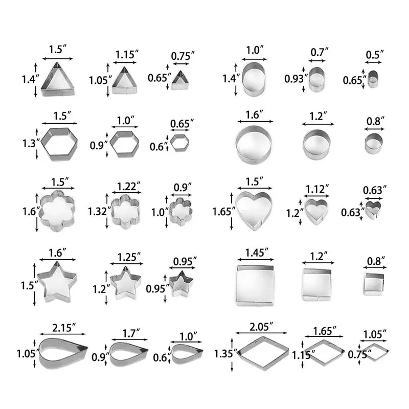 30Pcs Stainless Steel Cookie Cutter Mold Set 3