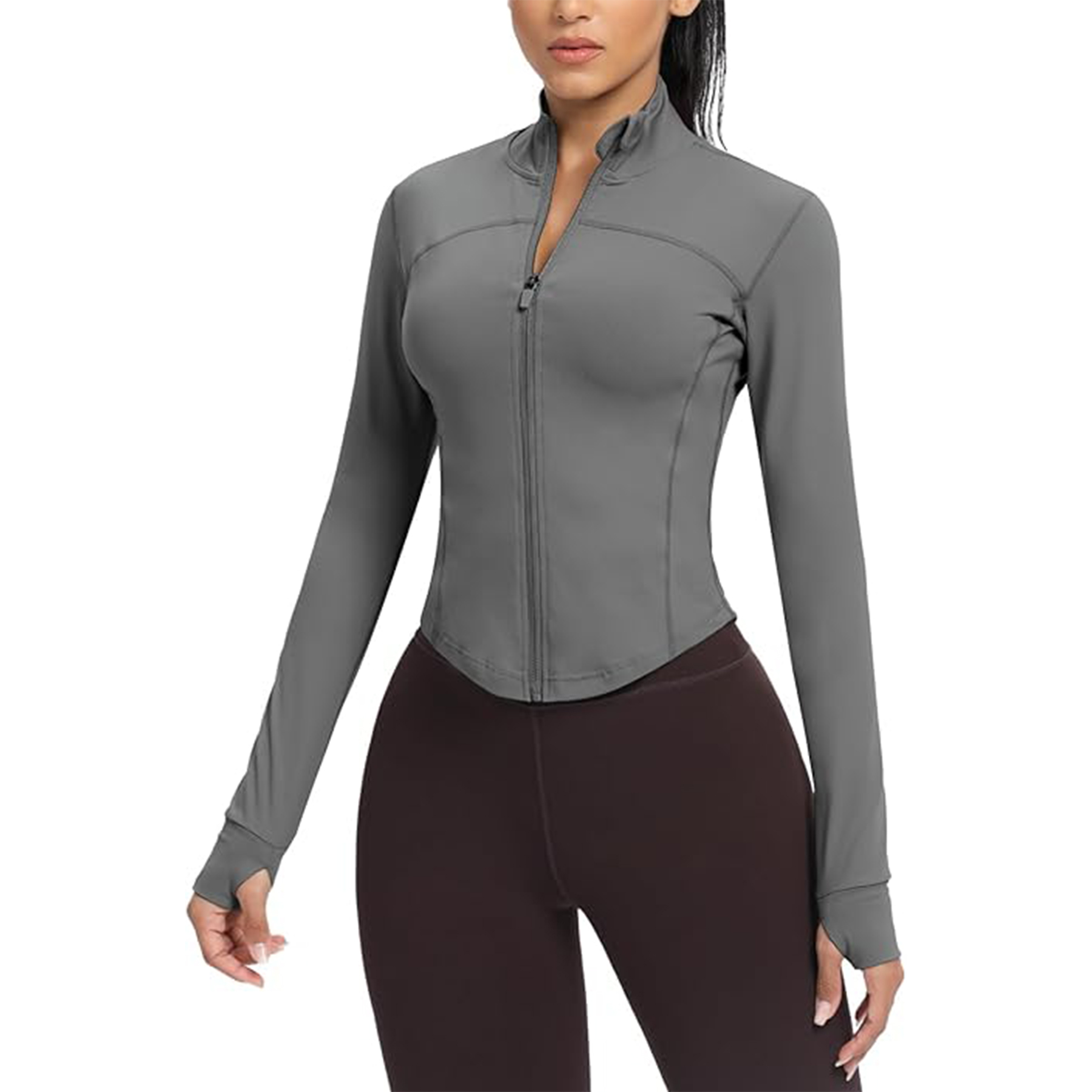 Women Cropped Running Workout Zip Jacket 11