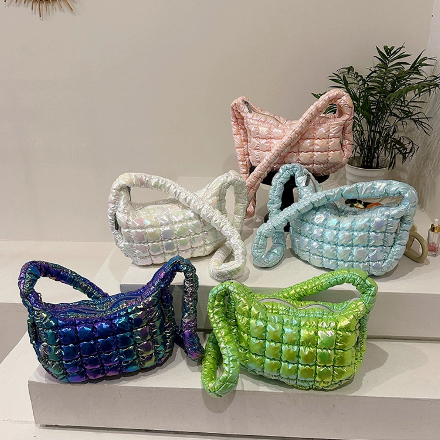 Soft Wrinkled Shiny Nylon Crossbody Bag 4