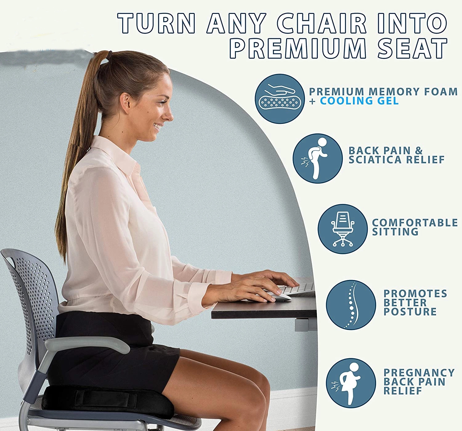 Gel Memory Foam Seat Cushion 3