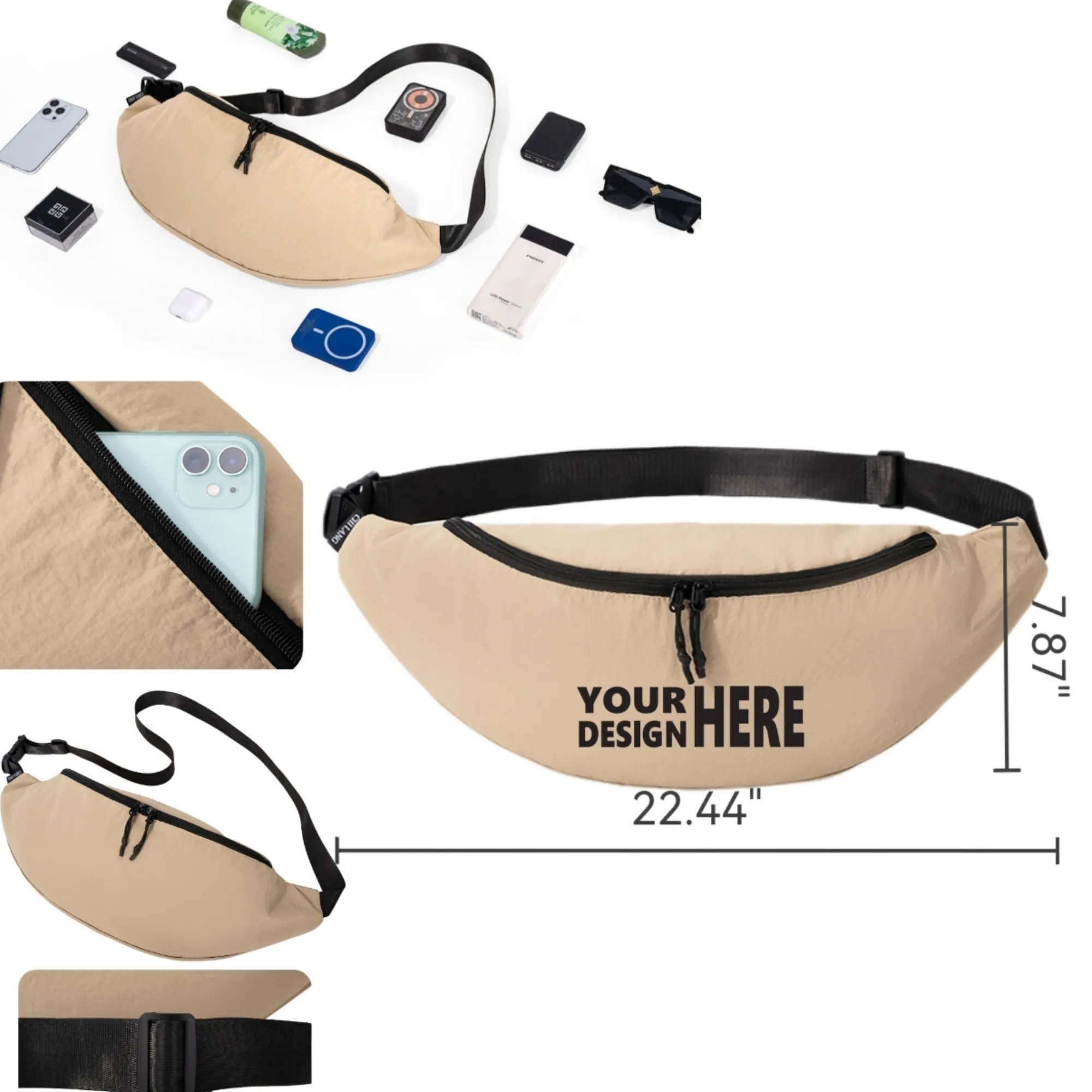 Large Nylon Fanny Pack, Outdoor Sports Crossbody 5