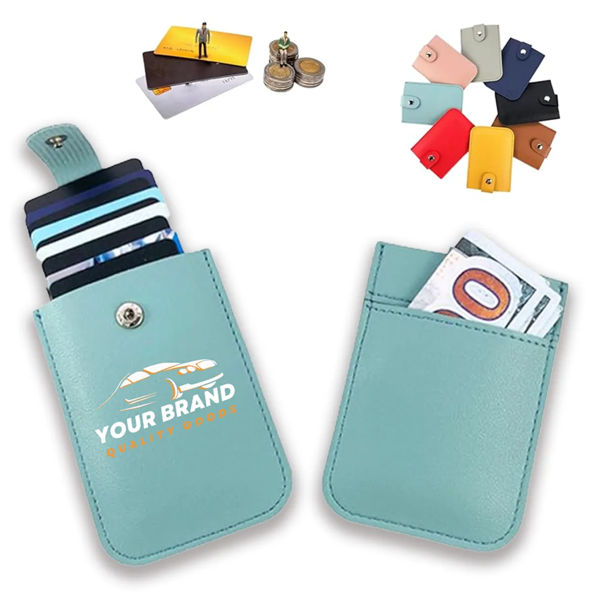 PU Leather Stackable Pull-Out Slim Casual Card Holder 1