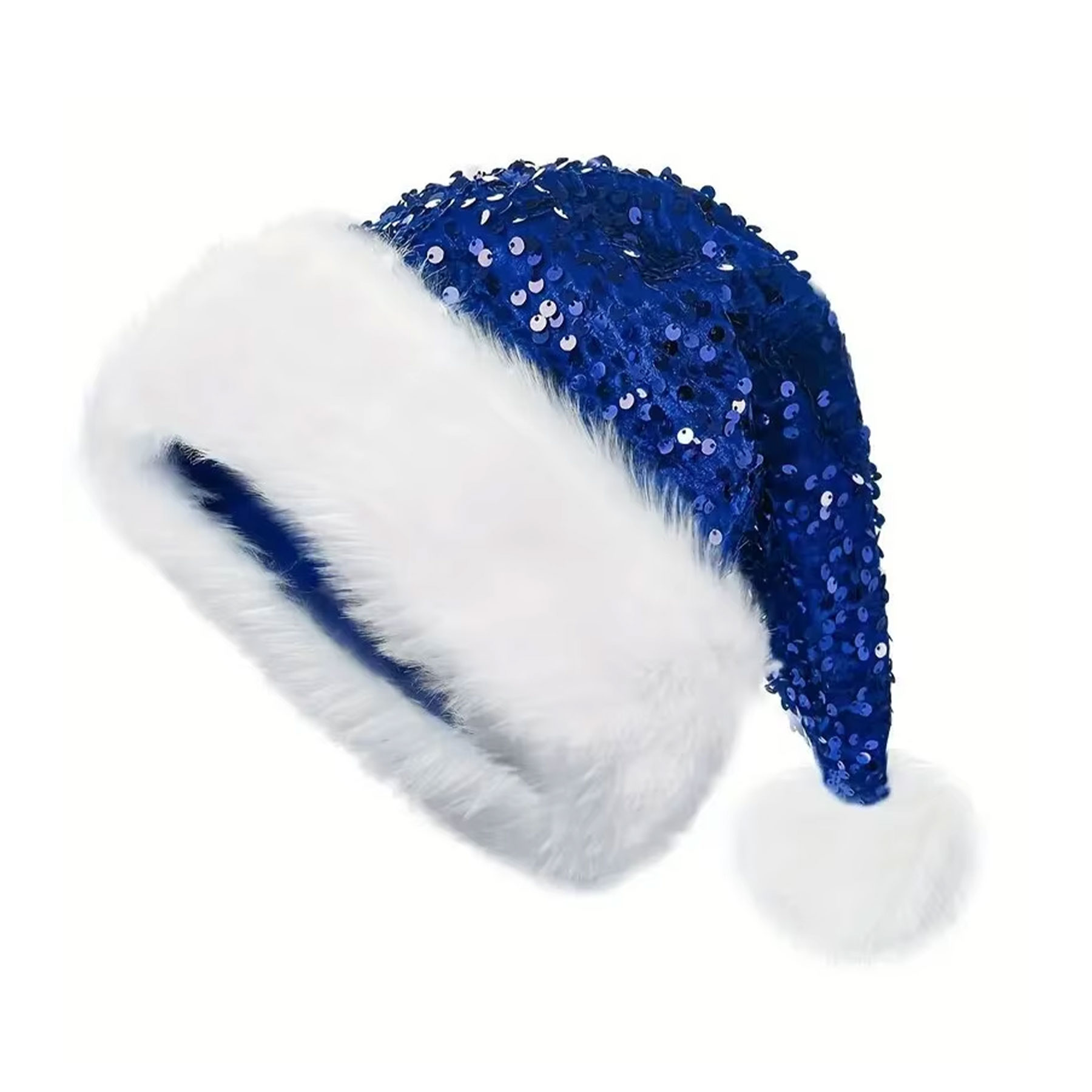 Plush Two-Tone Sequins Santa Hat 6