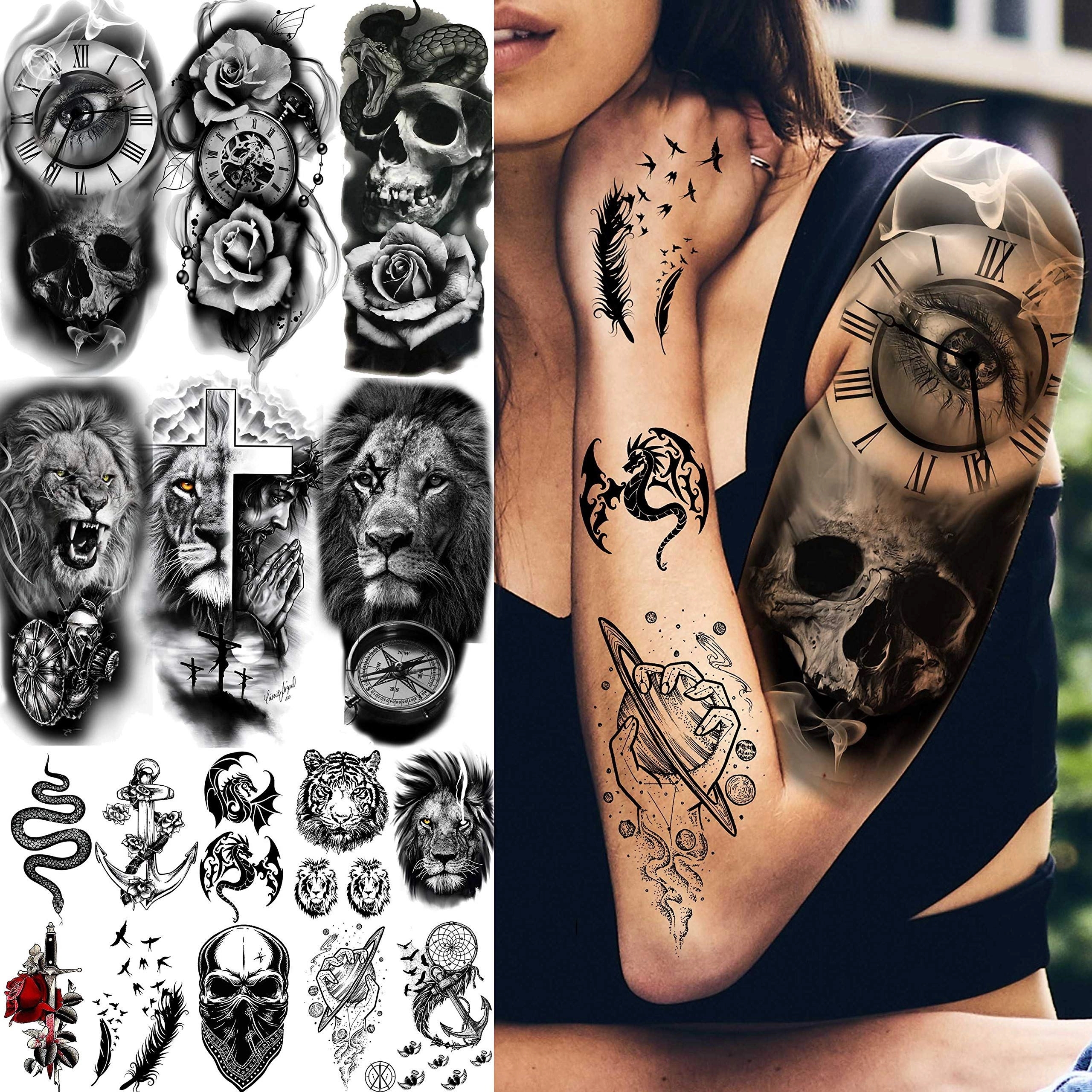 3D Forearm Half Sleeve Temporary Tattoos 3