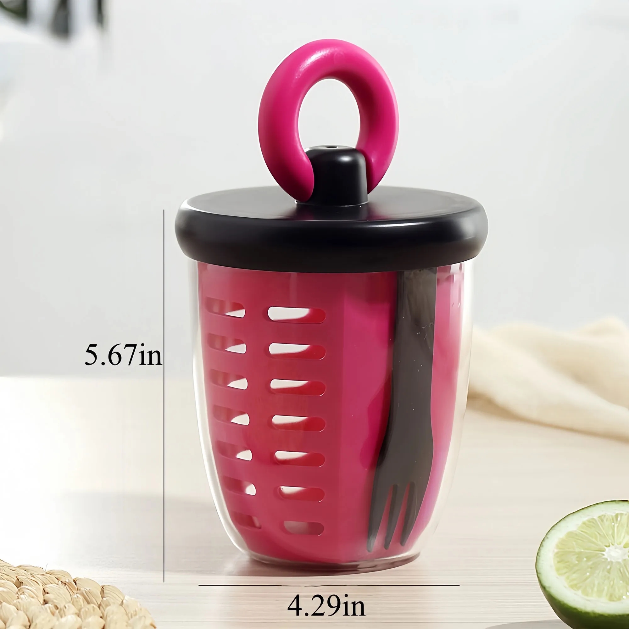 Elegant Double Layer Fruit Salad Cup With Fork Spoon 6