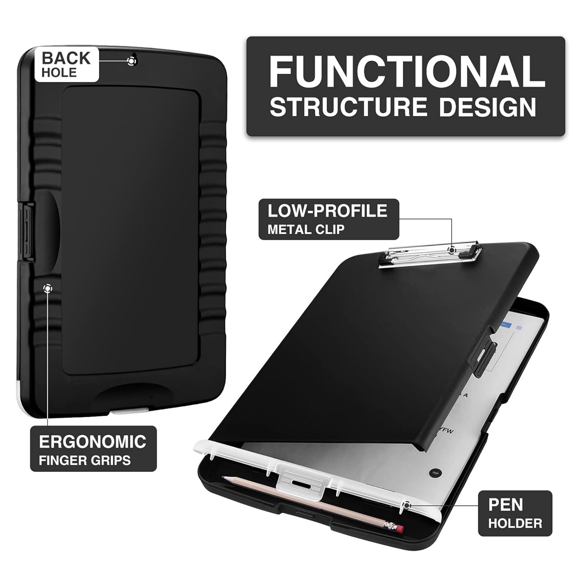 A4 Clipboard With Pen Holder Low Profile Clip 7