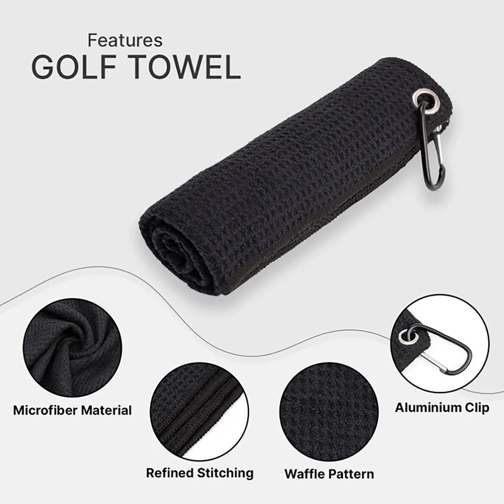 Embroidered Waffle Golf Towels with Carabiner Clip 6