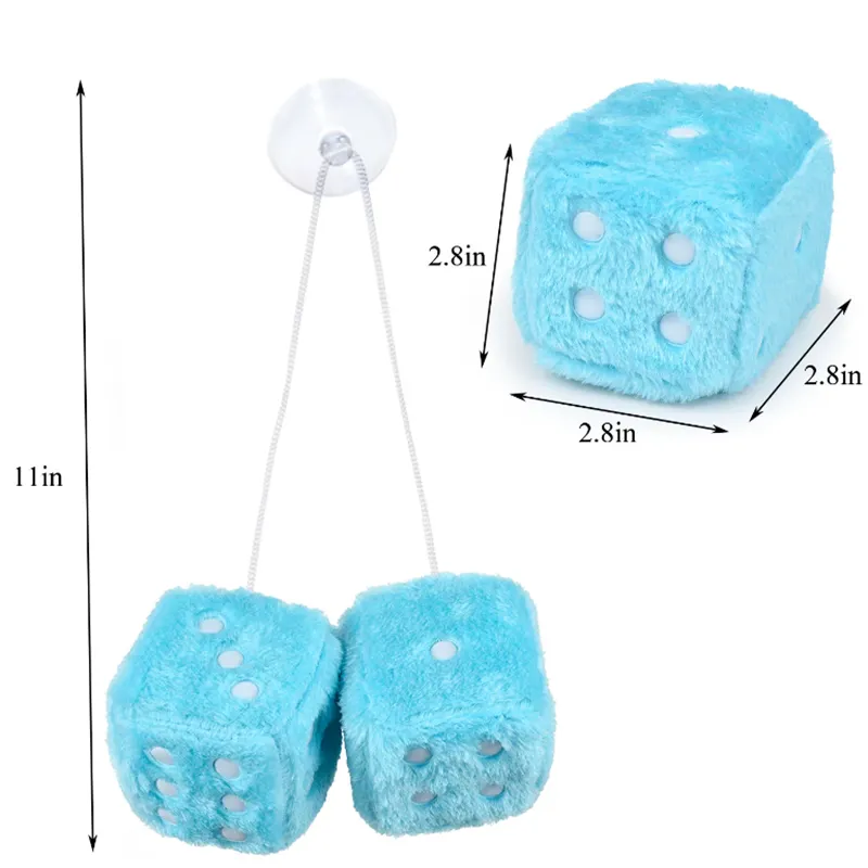 Square Mirror Hanging Couple Fuzzy Plush Dice 3