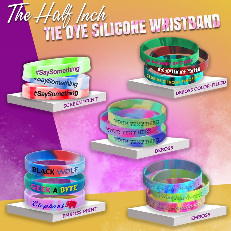 Tie Dye Silicone Wristband - 1/2" band 8