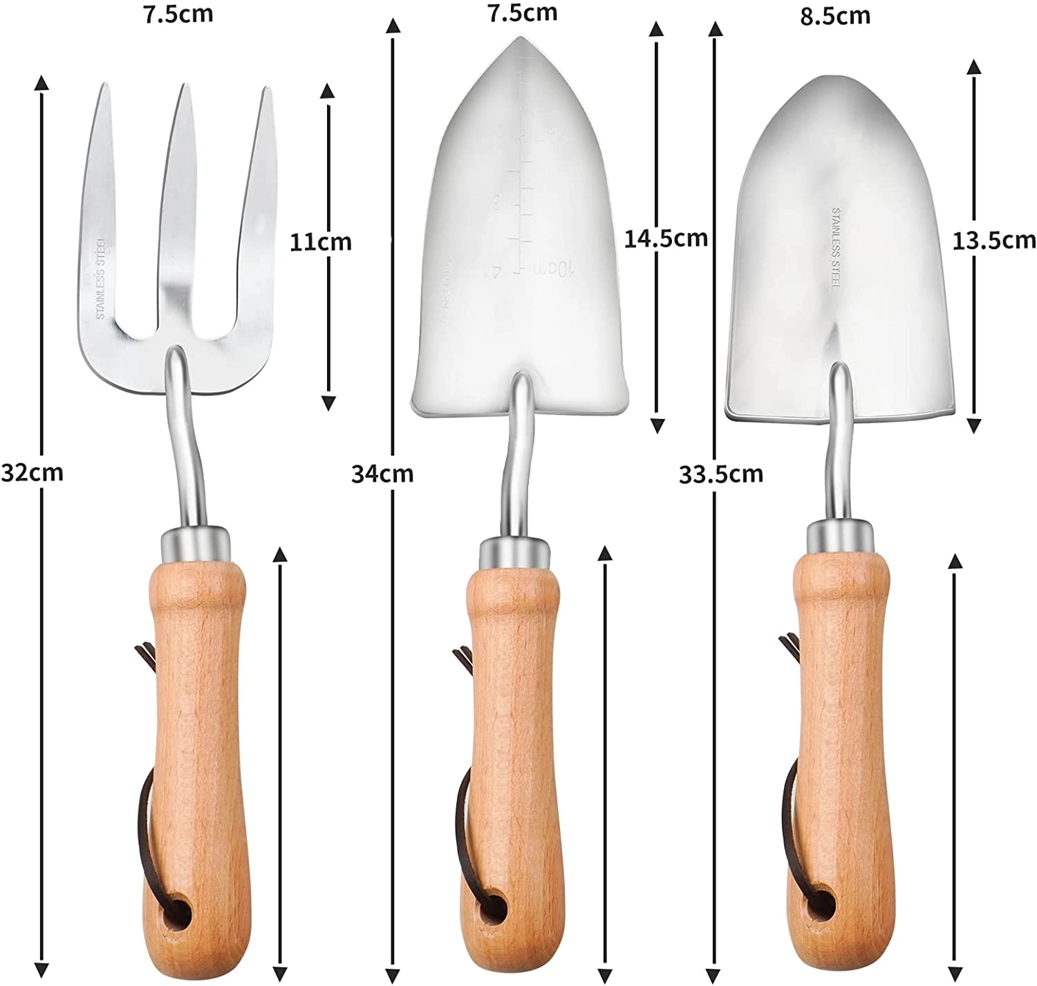 3pcs Stainless Steel Garden Tools Set 7