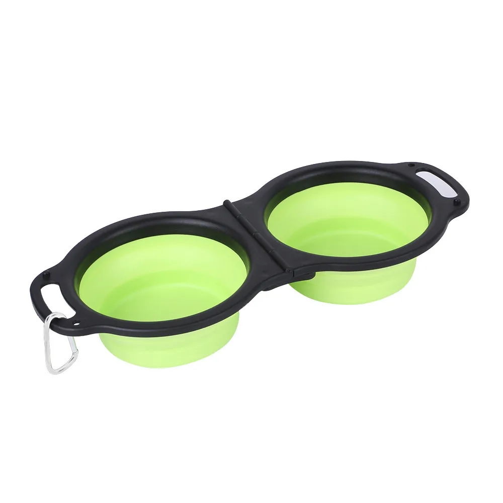 11.8oz Silicon Foldable Dual Pet Bowl with Carabiner 2