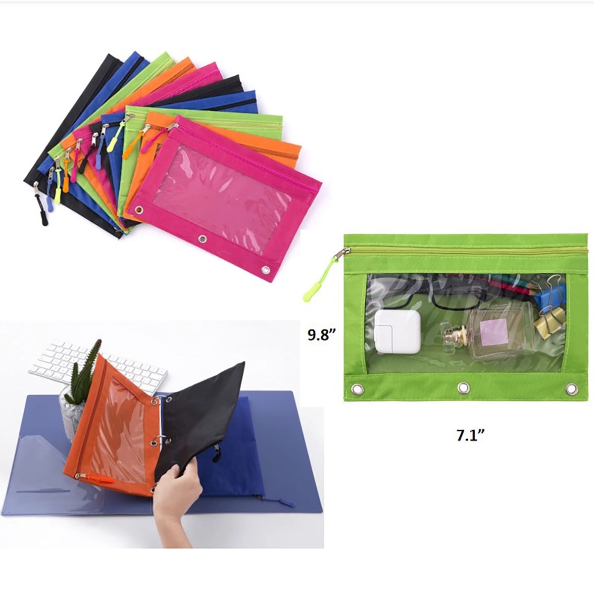 Binder Pencil Pouch With Zipper Pulls 3