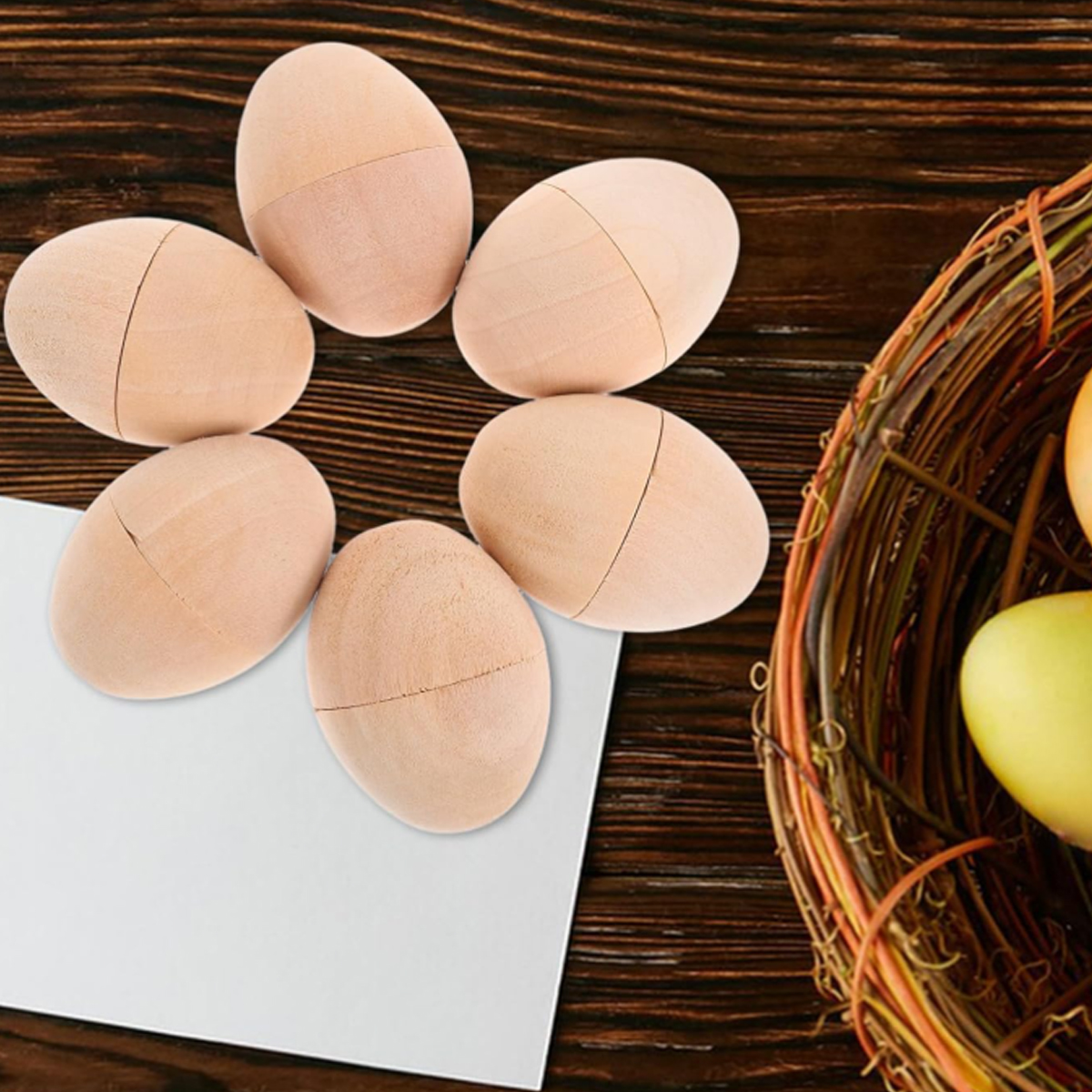 Wooden Easter Eggs Engraved Natural 1