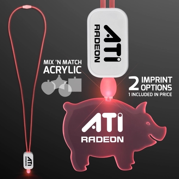 LED Neon Lanyard with Acrylic Pig Pendant 6