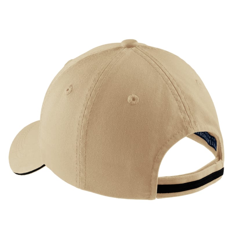 Port Authority Sandwich Bill Cap With Striped Closure. 3