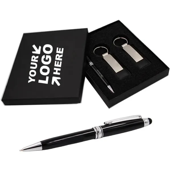 Executive Stylus Pen And Leather Keychain Gift Set 1