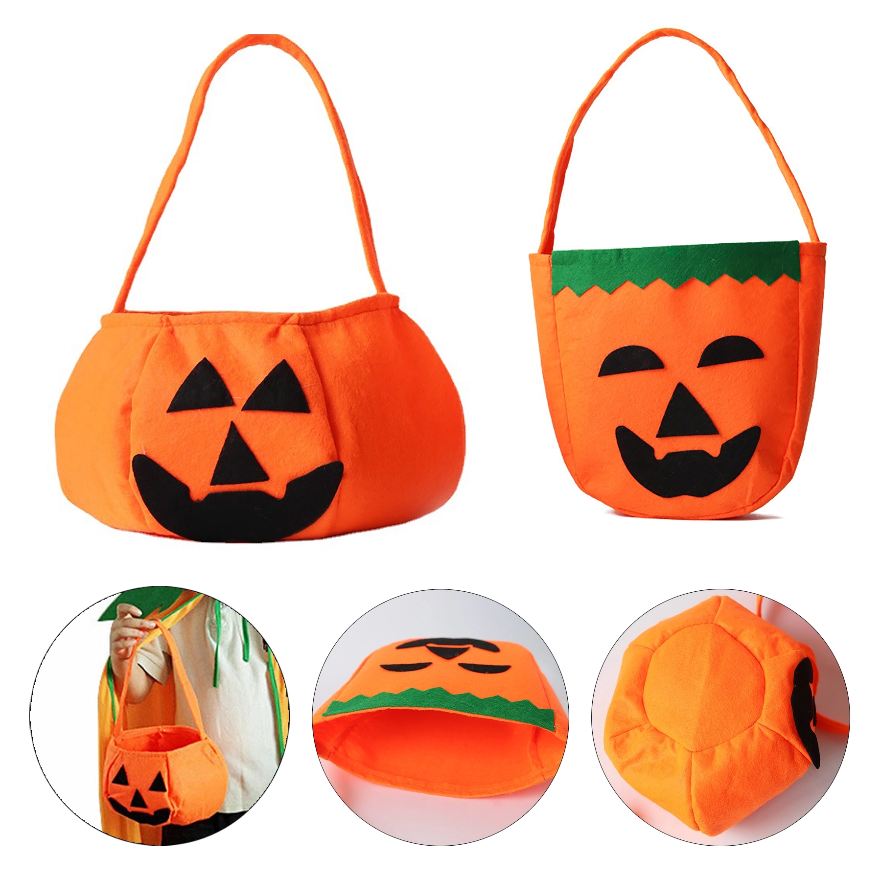 Halloween Pumpkin Candy Bags for Kids Non-Woven Buckets 2