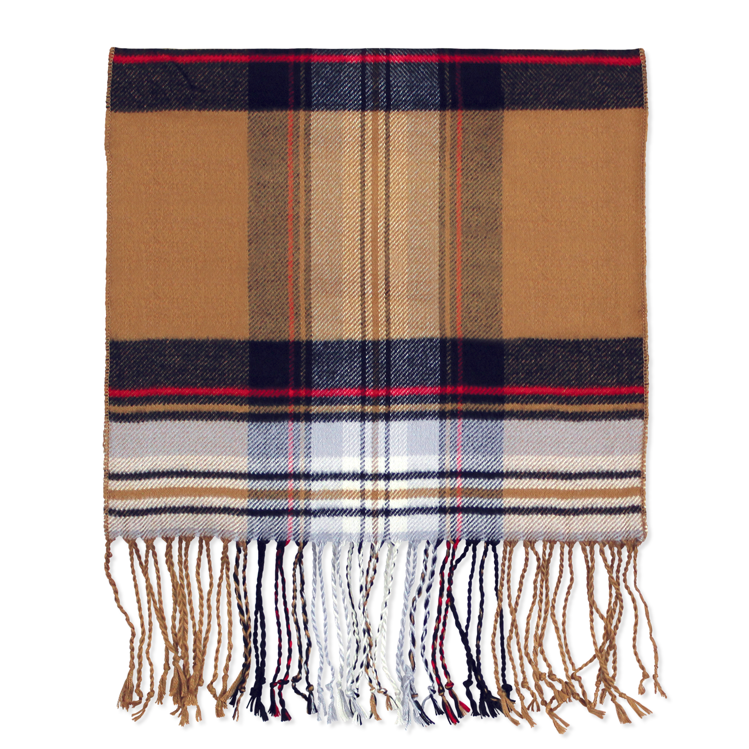 Tan/Black Plaid Bamboo Winter Scarf 2