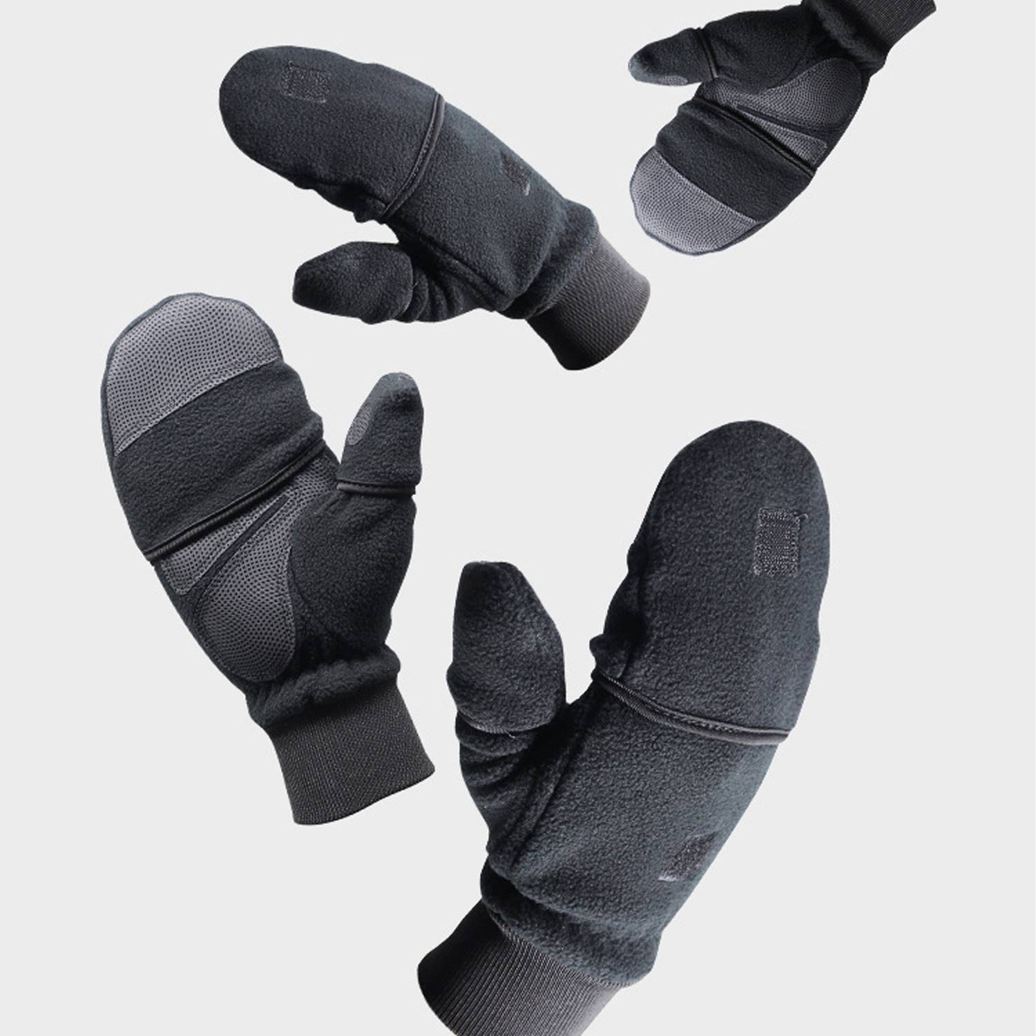 Winter Warm Half Finger Flip Anti Slip Fleece Gloves 4