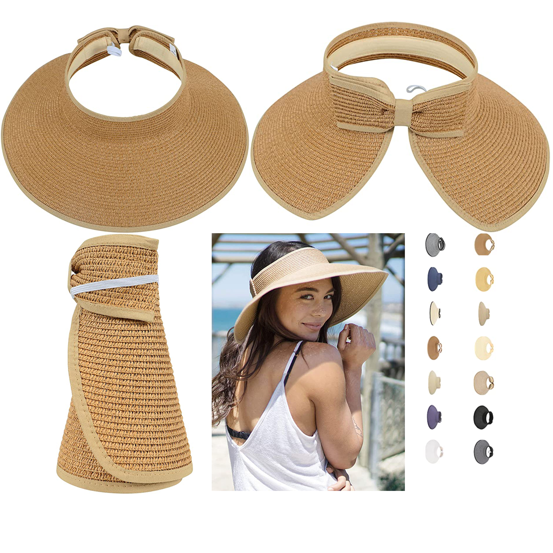 Wide Brim Roll-up Straw Sun Hat 1
