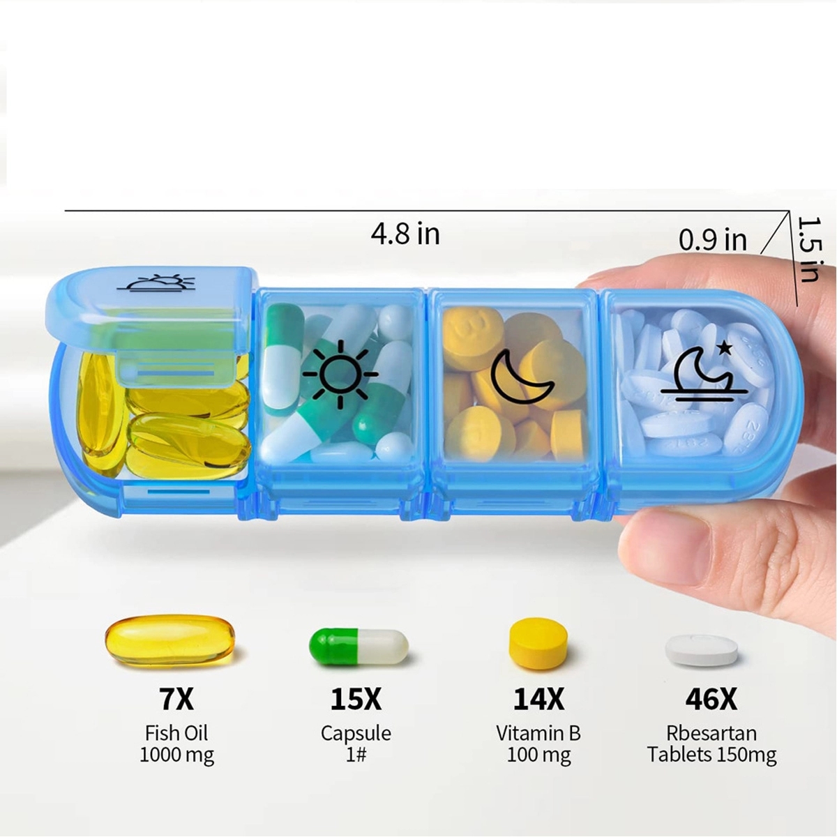Weekly Pill Organizer 4 Times a Day for Fish Oils Vitamin 2
