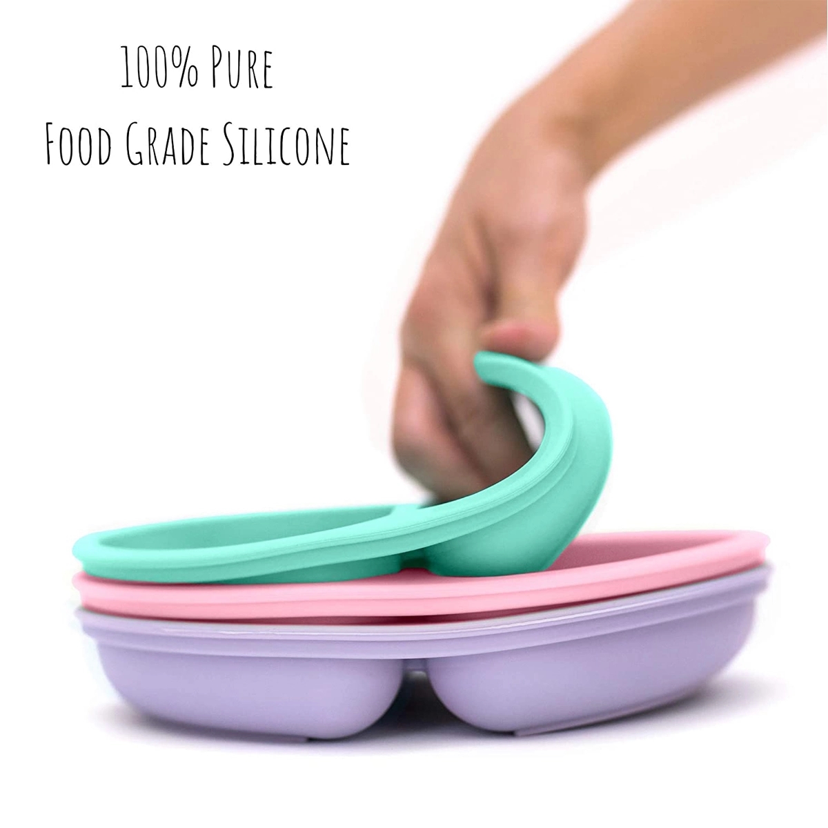 100% Food-Grade Silicone Divided Plates with Suction 4