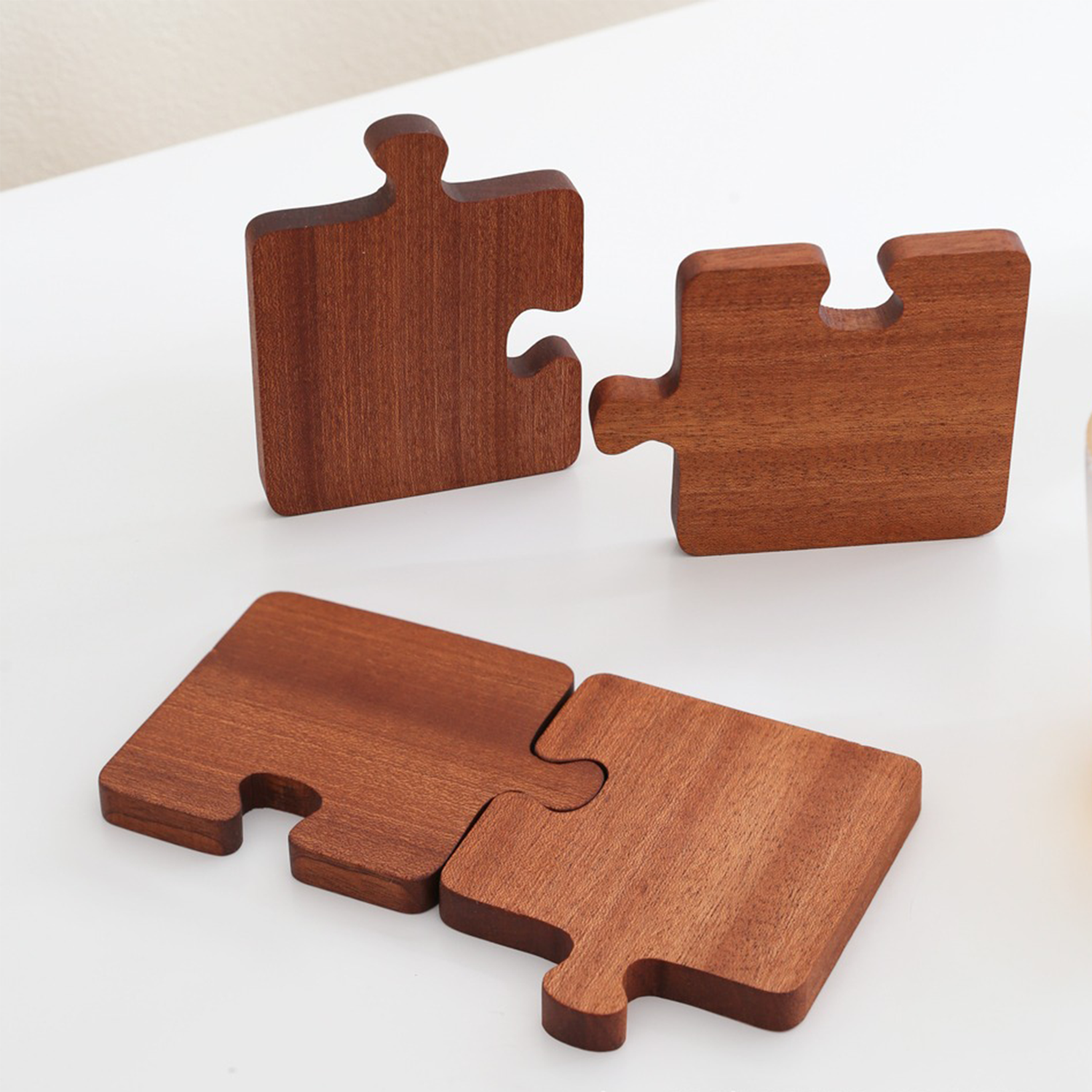 Wood Coasters for Drinks with Puzzle Design 3