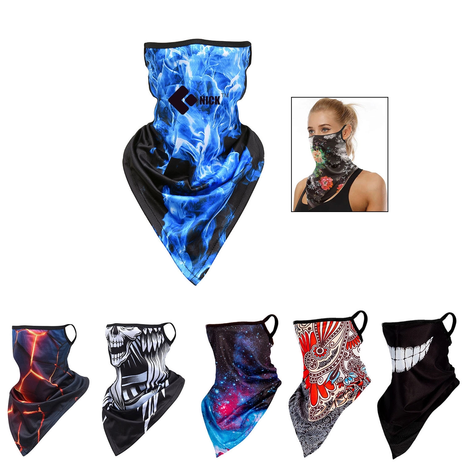 Face Bandana With Ear Loops Neck Gaiter 2