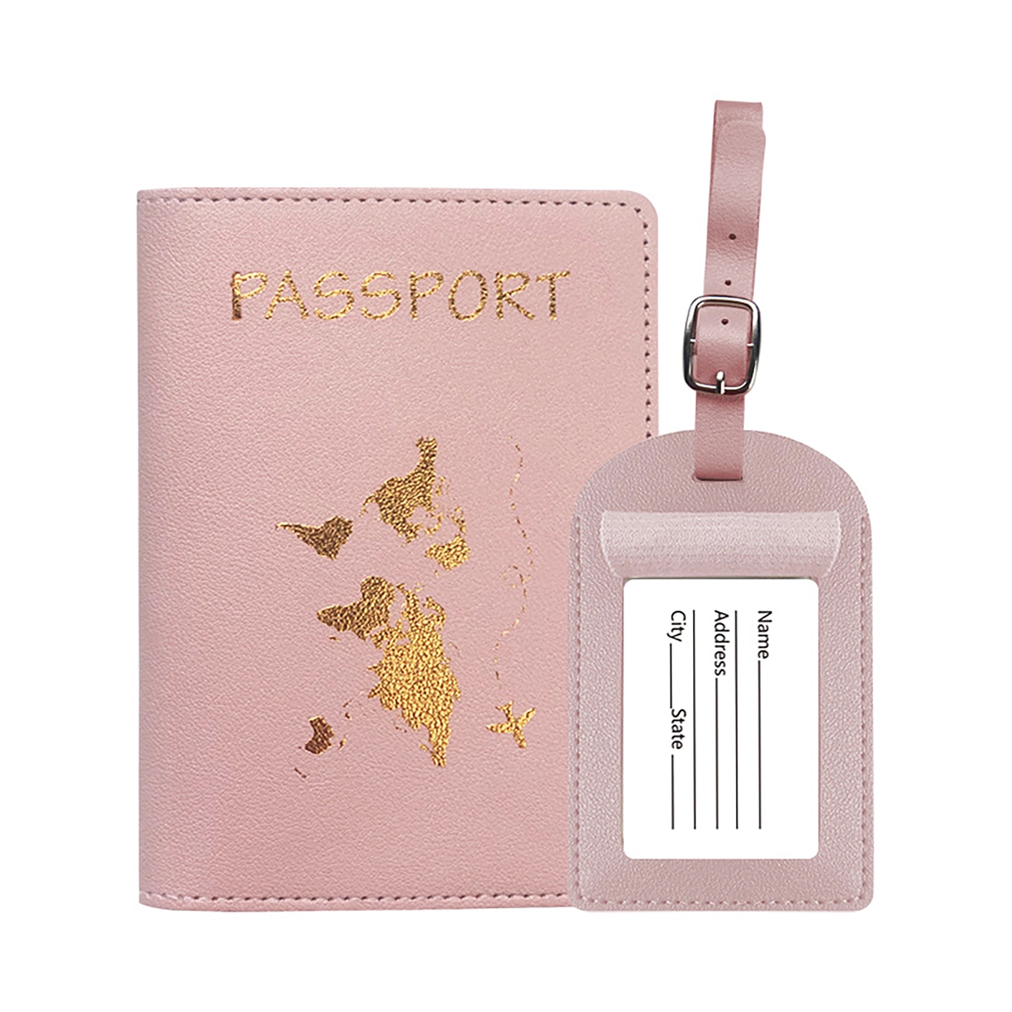 MOQ 100pcs PU Leather Passport Cover Luggage Tag Set 25