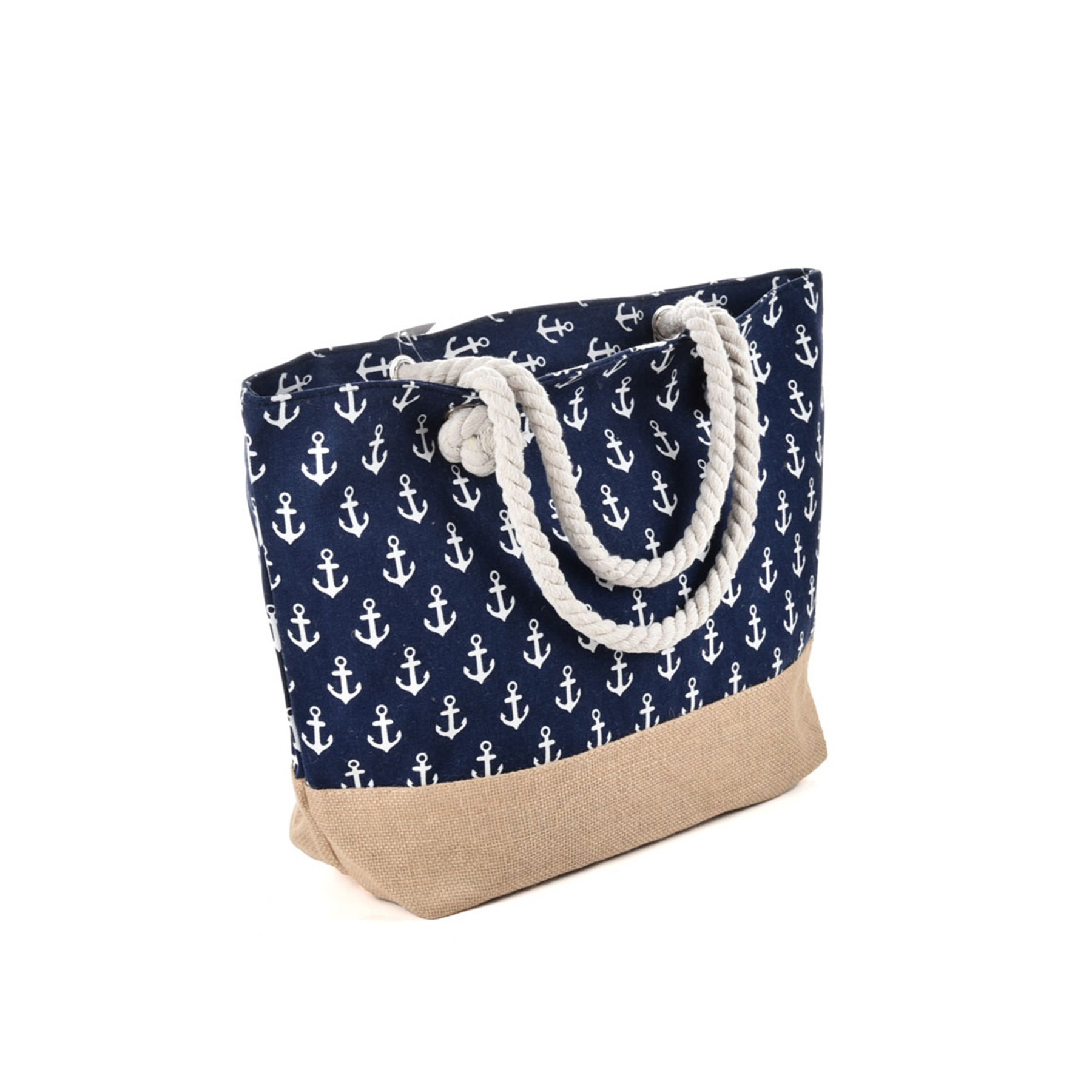 Canvas Beach Bag W/ Cotton Rope Handles, custom tote bag with logo imprint 3