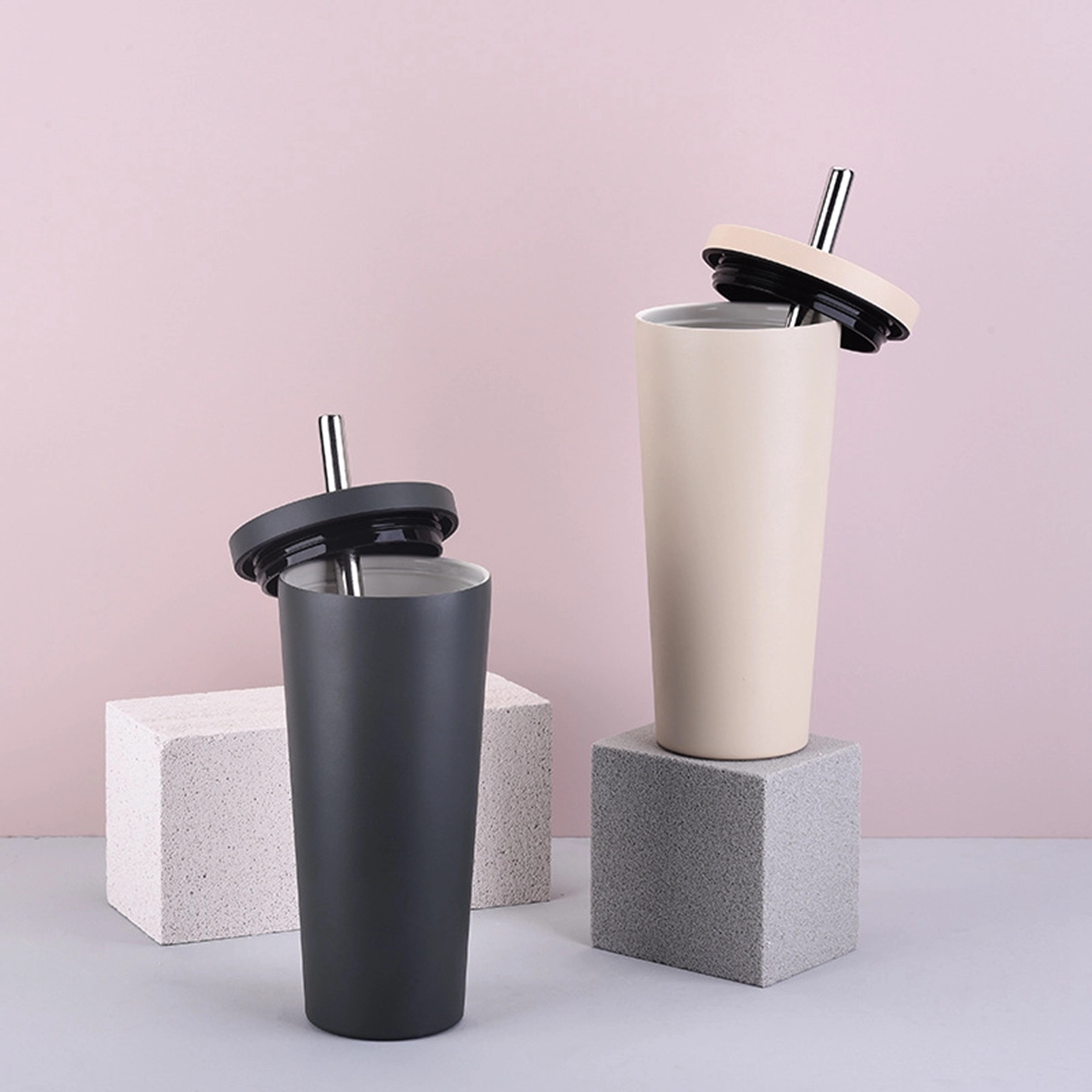 24 Oz. Ceramic Liner Stainless Steel Straw Cup 5