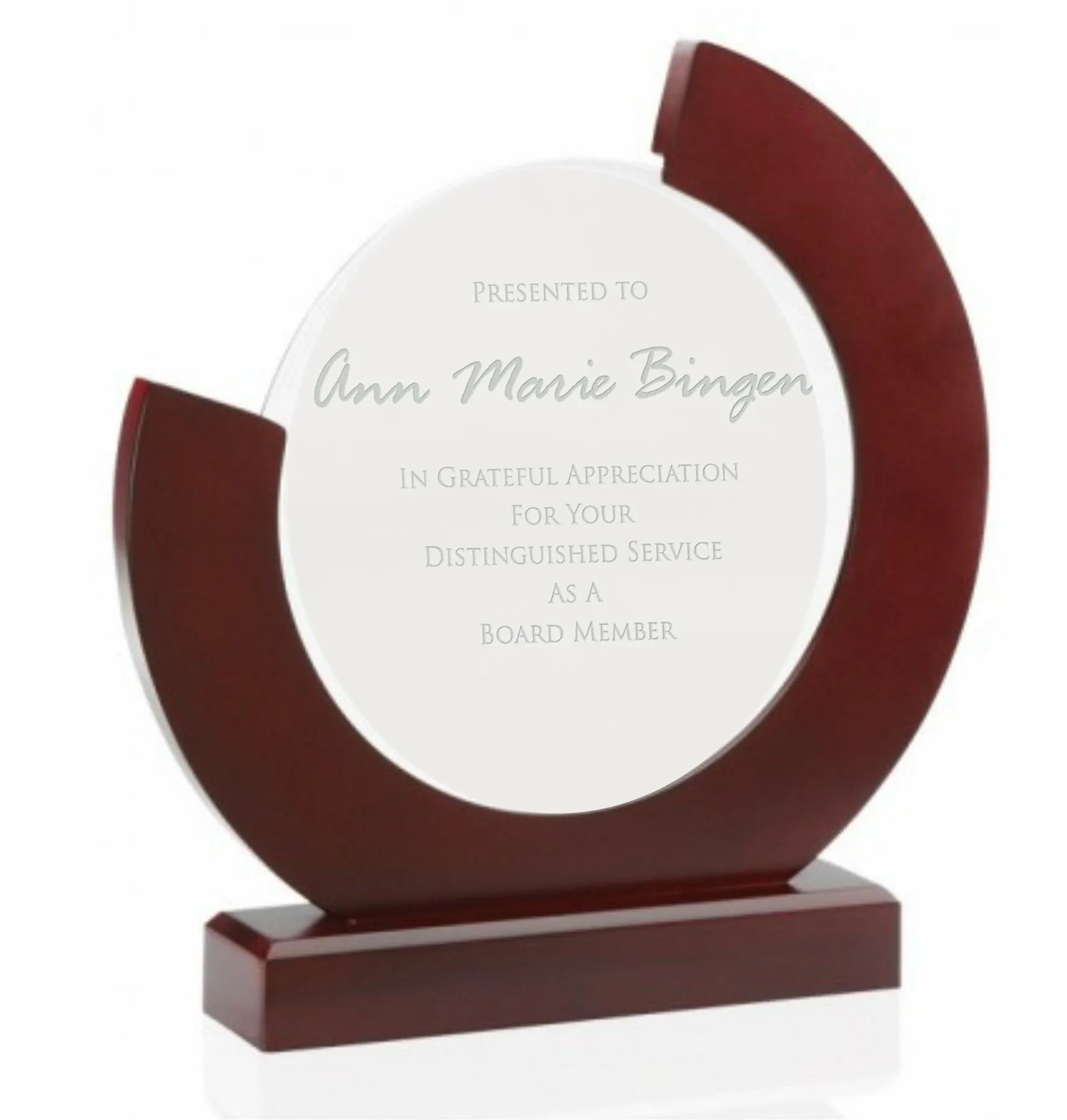 Mahogany Finish Glass Award 5