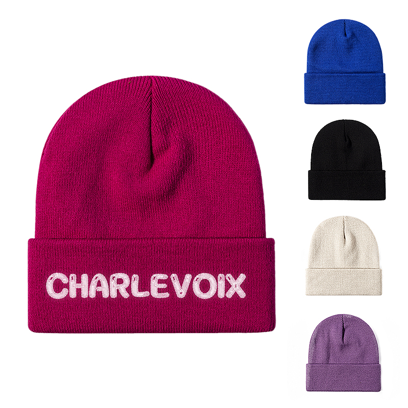 Embroidery Text Logo Name Beanie Hat 3