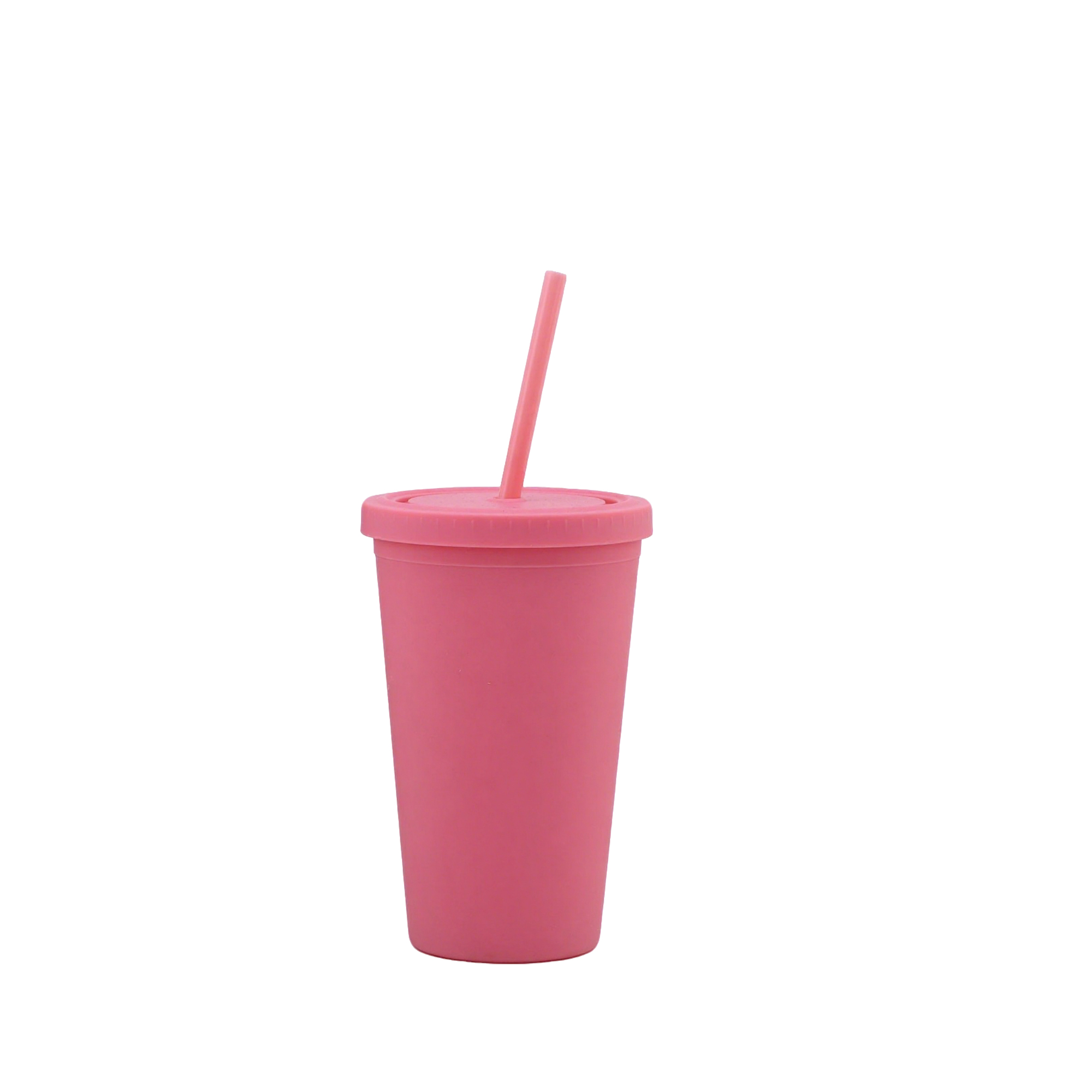 Sixteen Ounce Double Walled Tumbler With Straw 3.97" x 8" 8