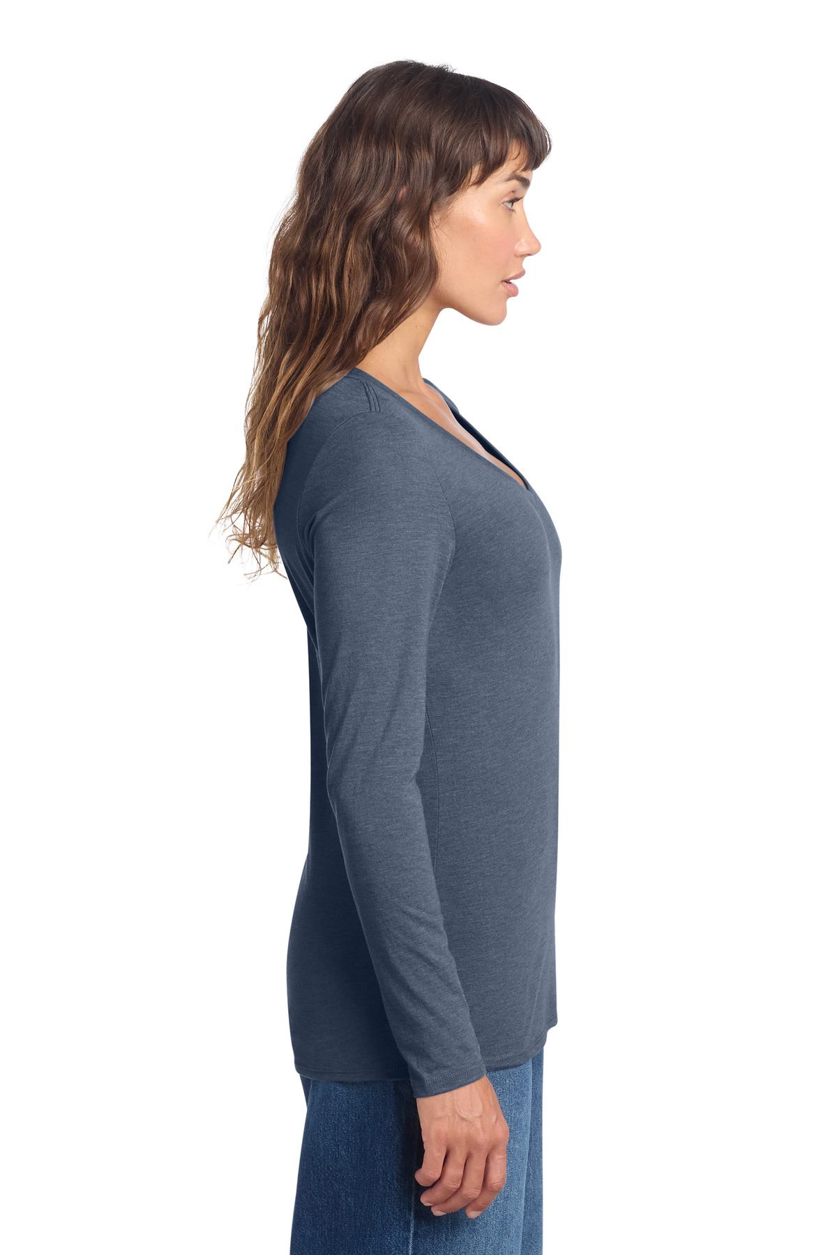 District Women's Perfect Tri Long Sleeve V-Neck Tee DT135 106