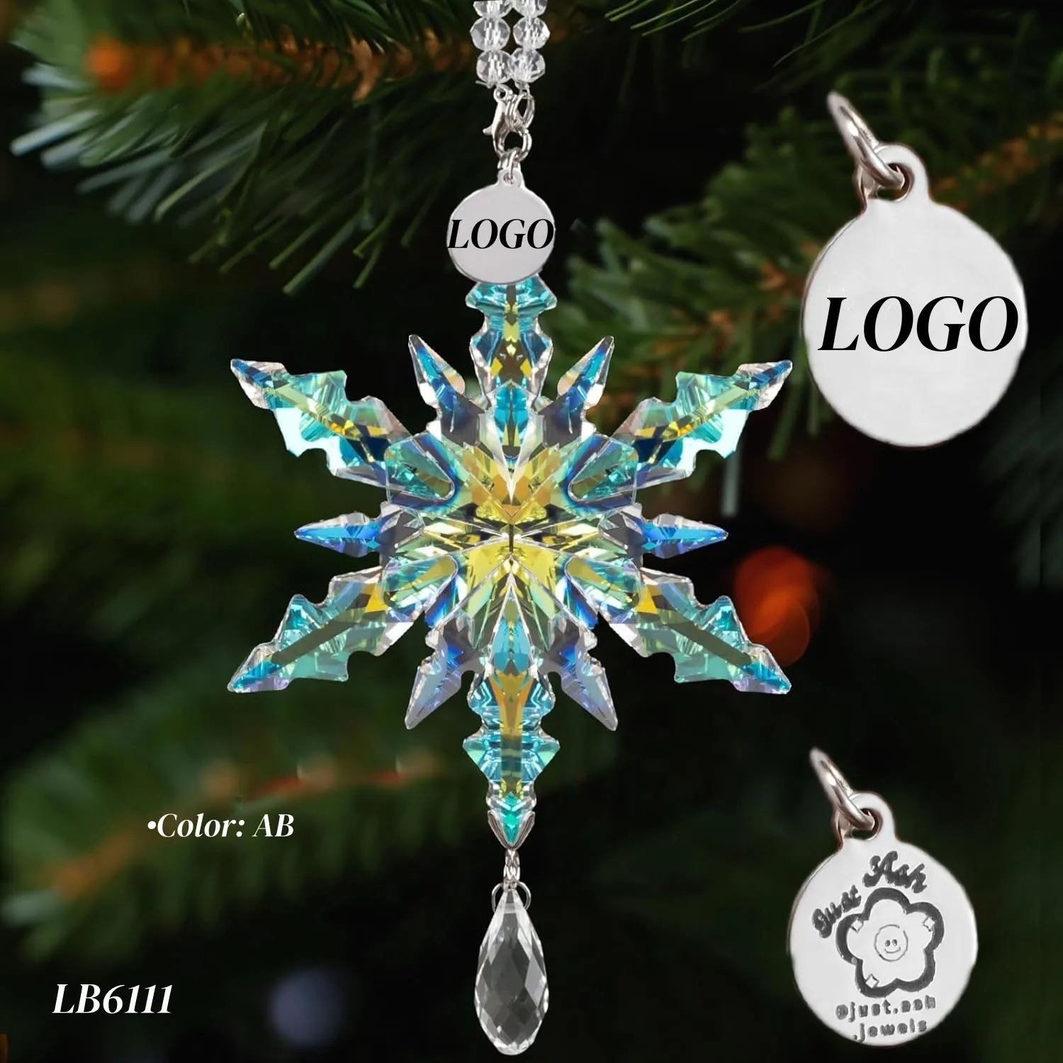 Snowflake Crystal Hanging Ornament Suncatcher Garland 2