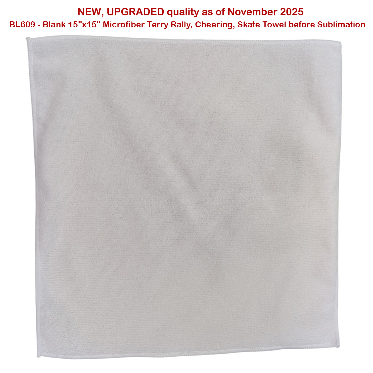 Colored Microfiber Dri-Lite Terry Rally, Sports, Skate Towel, 15x15 Sublimated Edge to Edge 1 side 6