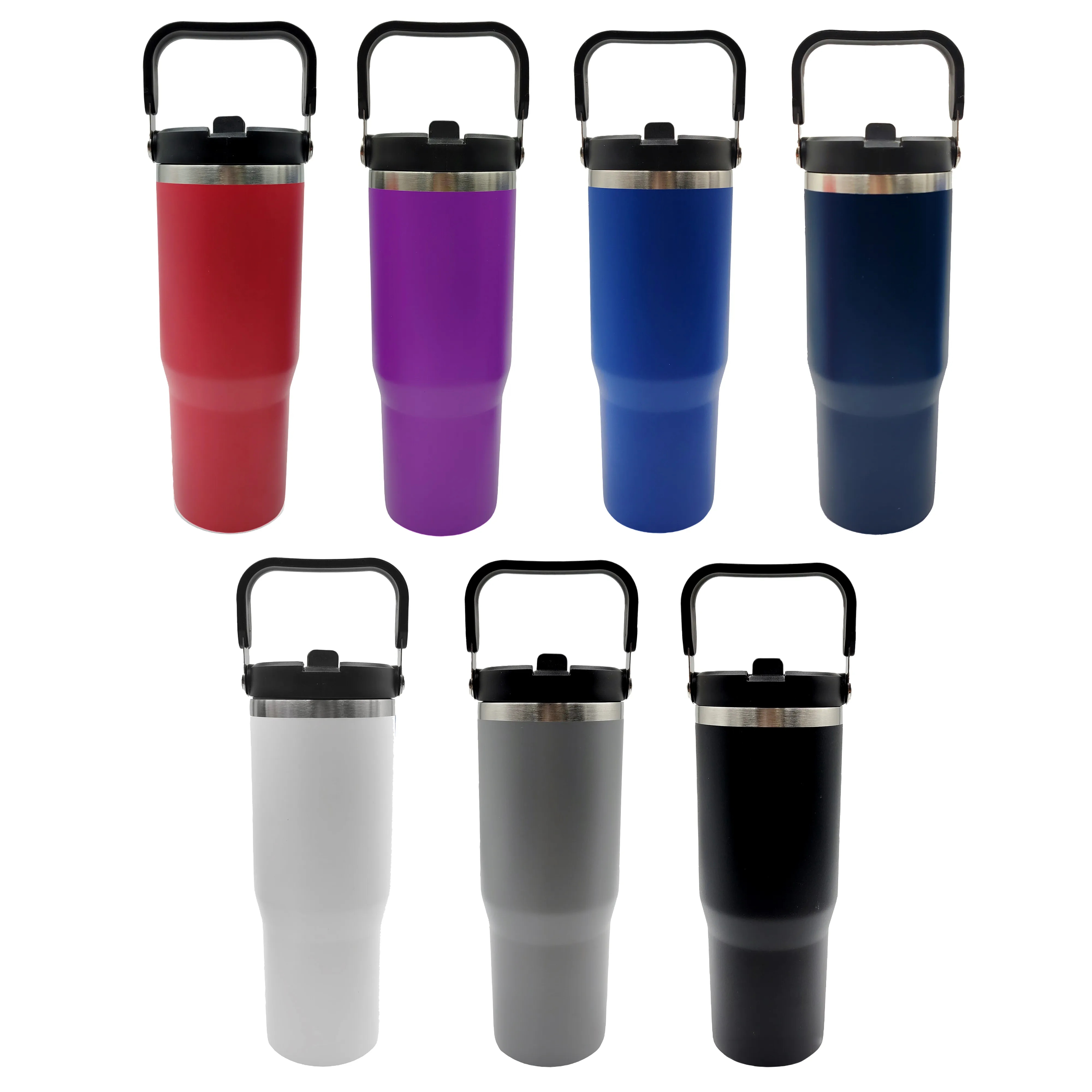30oz. Stainless Steel Insulated Mug with Handle and Built-In 6