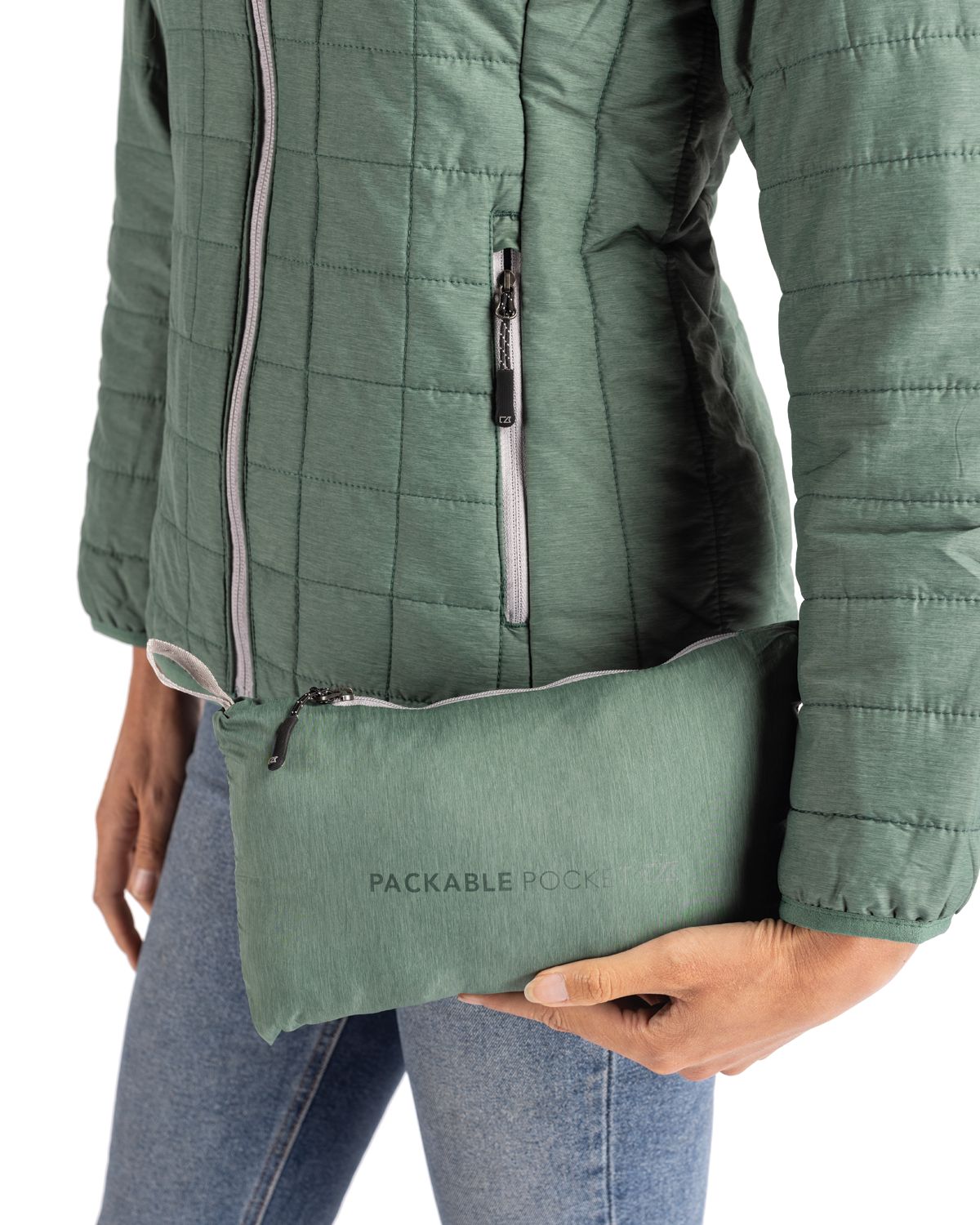 Cutter & Buck Rainier Recycled Insulated Puffer Womens Full Zip Jacket 54