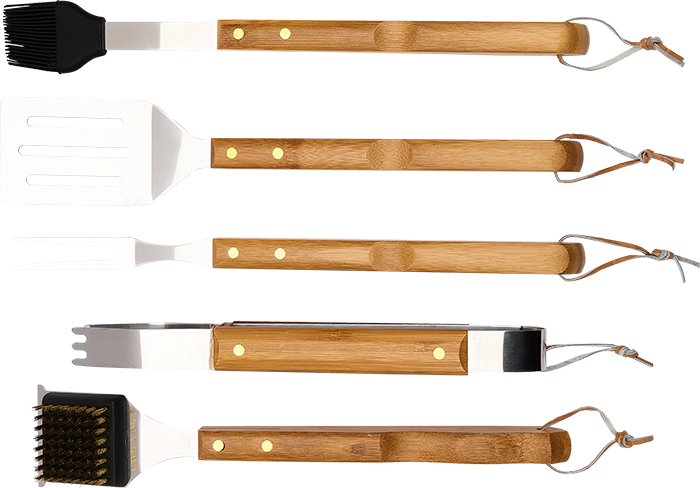 5 Piece BBQ Set (Bamboo) in Roll-Up Case 13