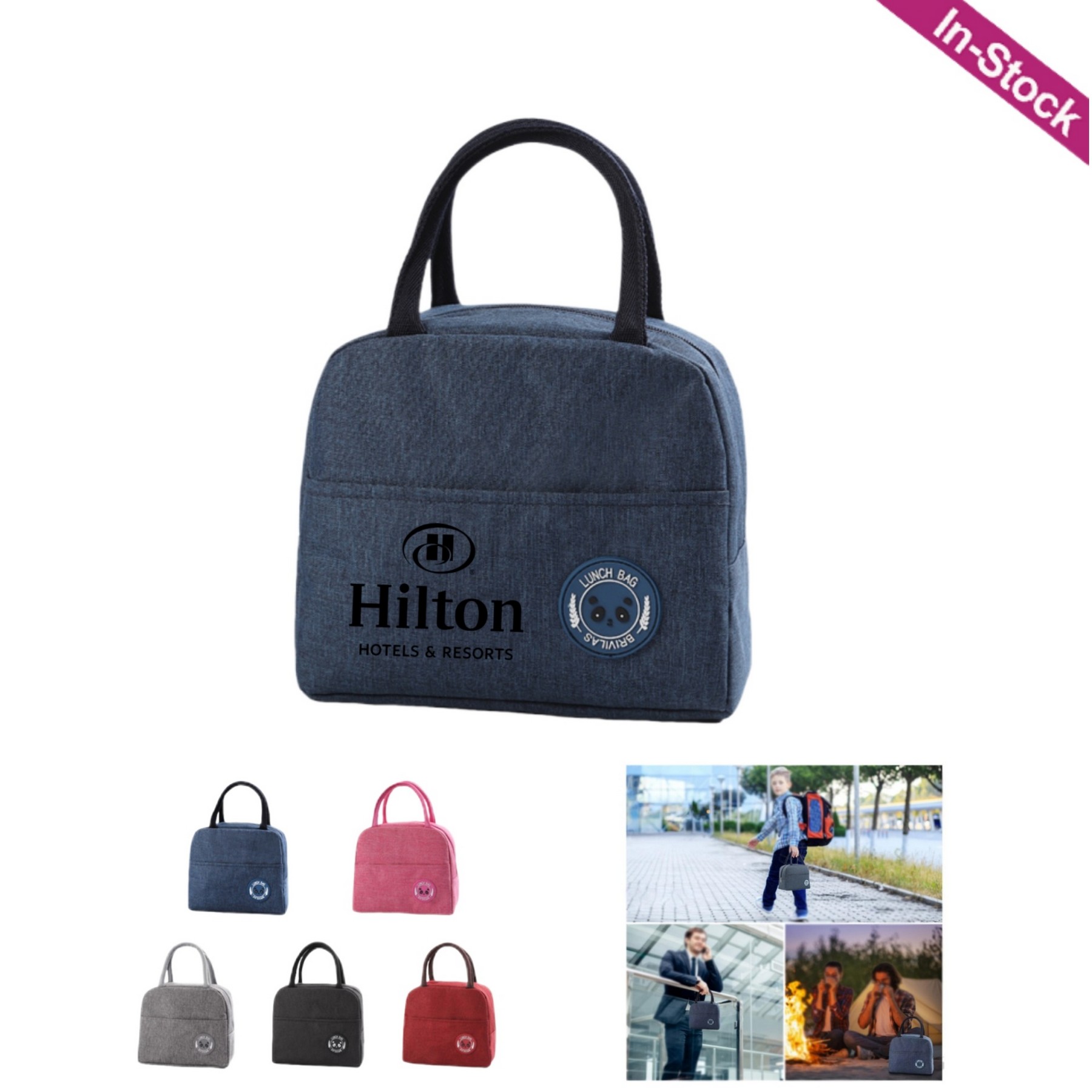 Reusable Insulated Lunch Bag with Pocket 2