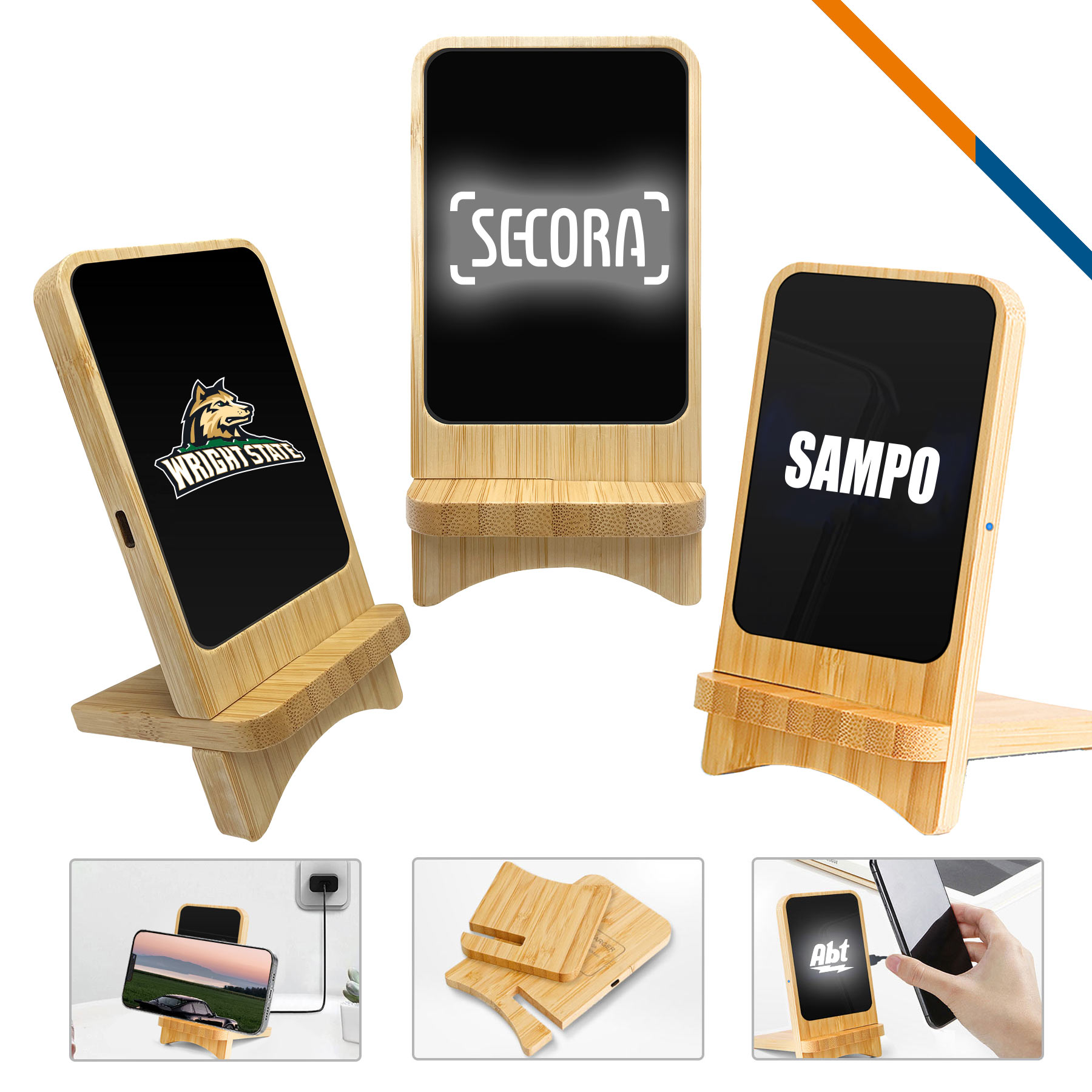 Lionel Light up Bamboo Wireless Quicker Charger Stand 4