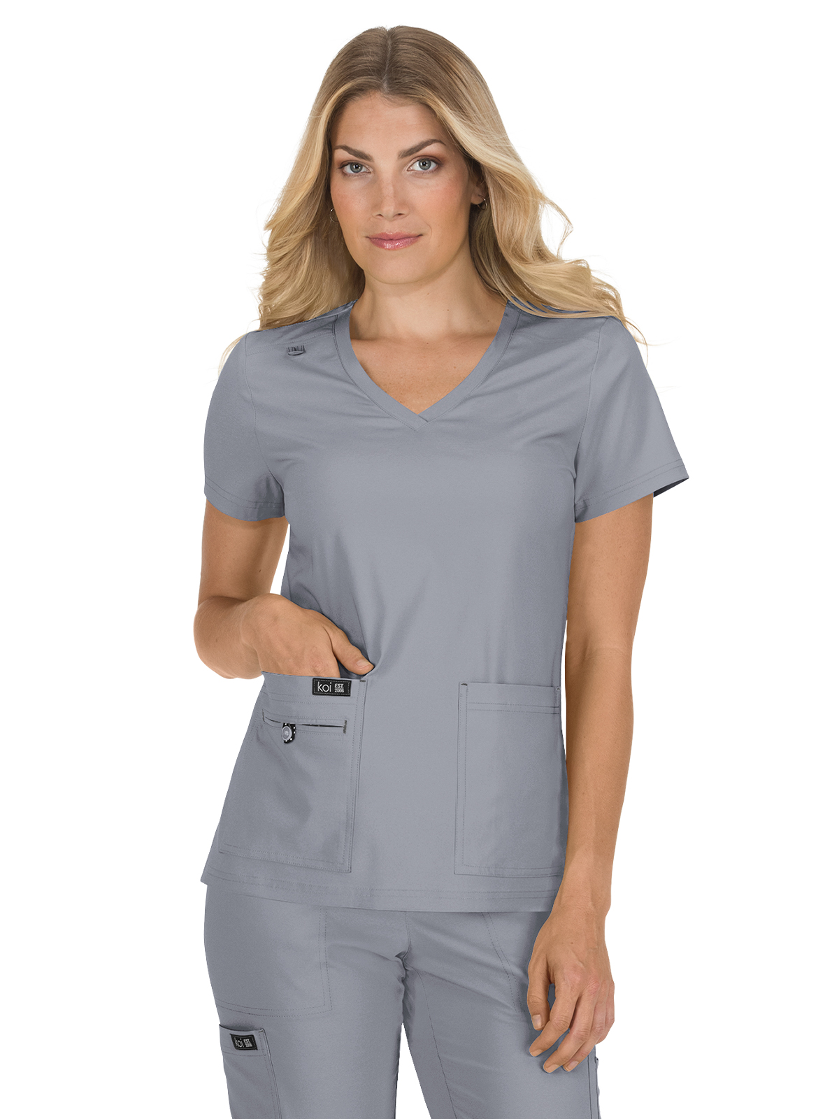 koi - Basics - Women's Four-Pocket Stretch V-Neck Becca Top 21