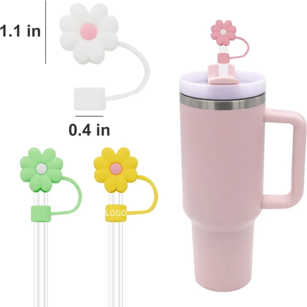 10mm Cute Flower Silicone Straw Cover Cap 3