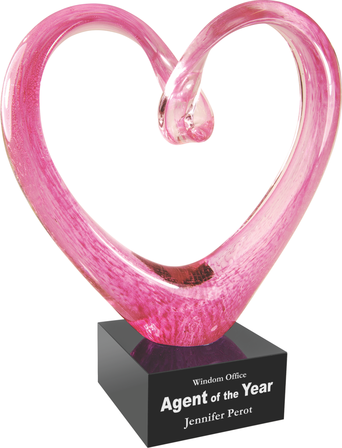 9" Pink Glass Heart with Black Base 5